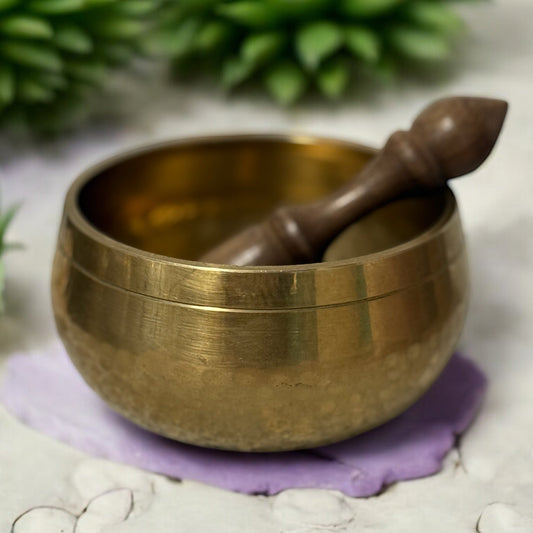 Brass Hammered Singing Bowl Raised Centre