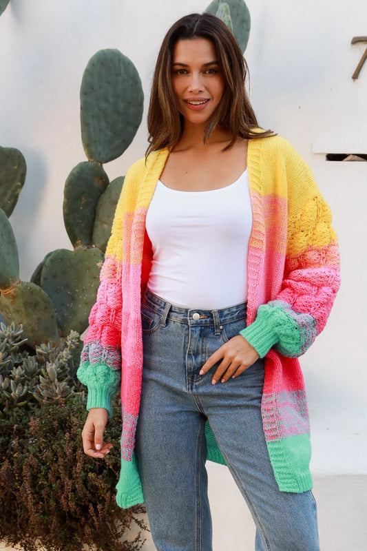 Knit Cardigan - Bubblegum Yellow