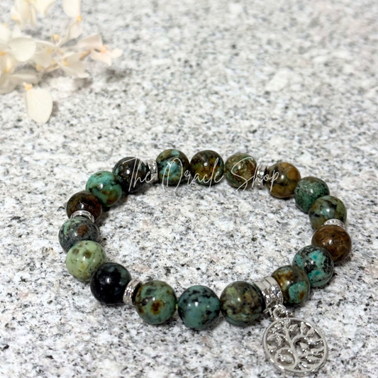 Tree Of Life African Turquoise Crystal Bead Bracelets Gift Boxed