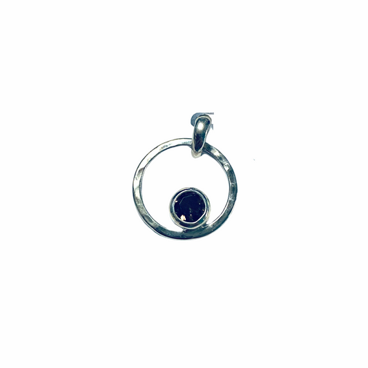 Smoky Quartz Aztec Round Pendant Silver