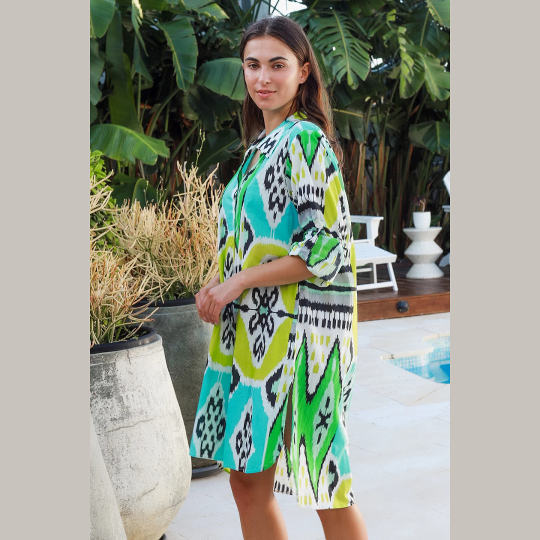 Marco Shirt Dress Parker Ikat Lime