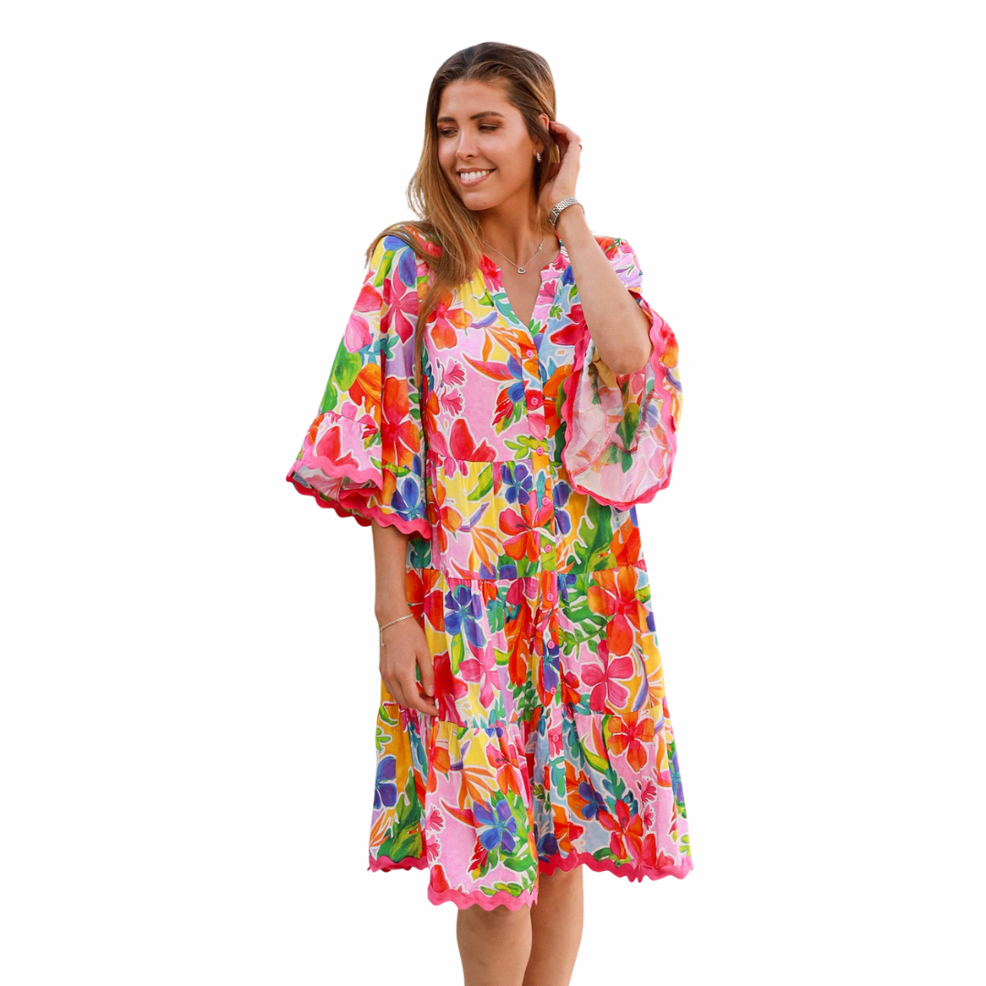 Harper 1/2 Sleeve Bohemian Mini Dress