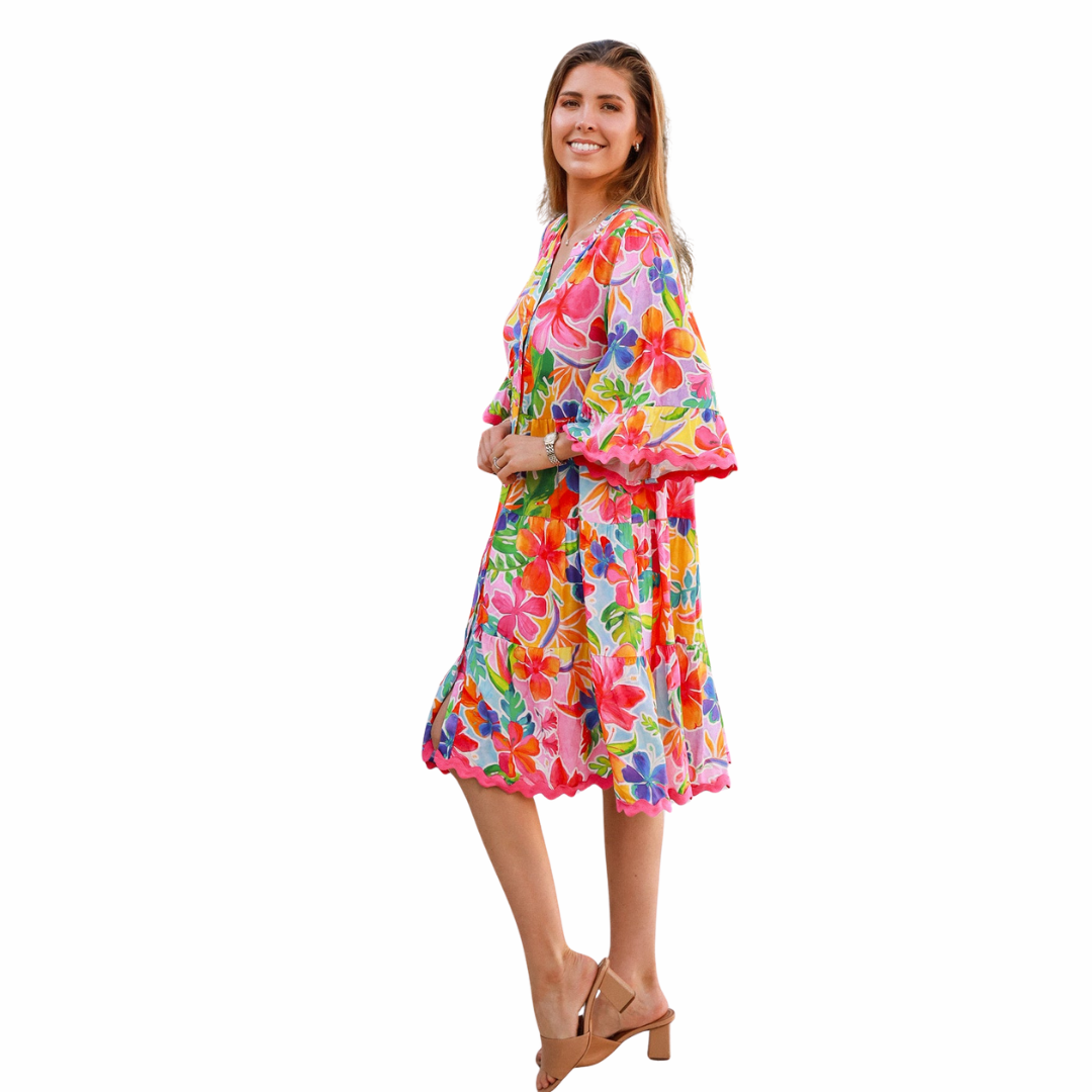 Harper 1/2 Sleeve Bohemian Mini Dress