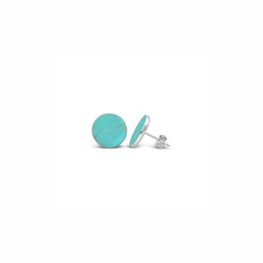 Turquoise Round Stud Earrings in Silver