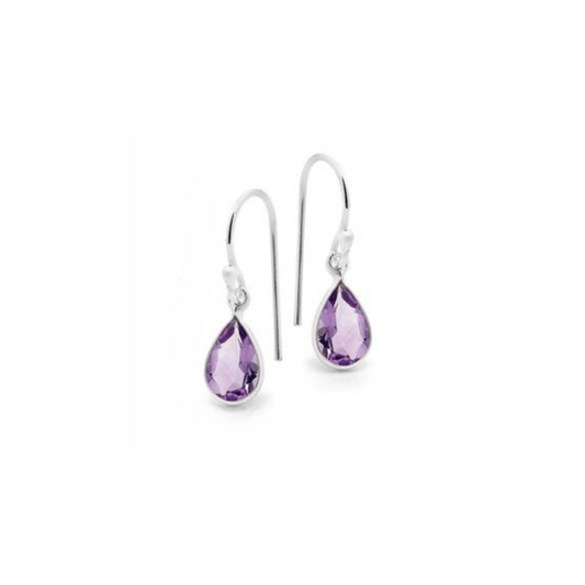 Amethyst Faceted Earring in Silver