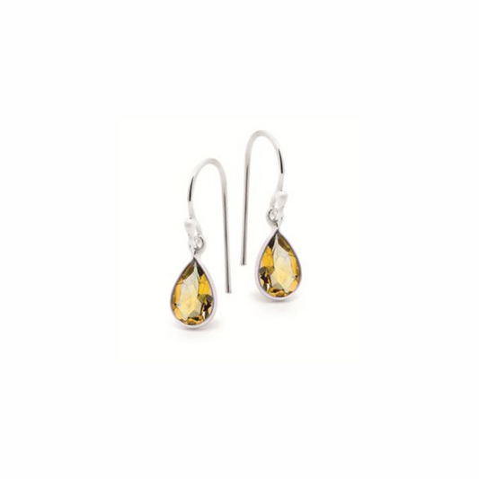 Citrine Faceted Earring in Silver