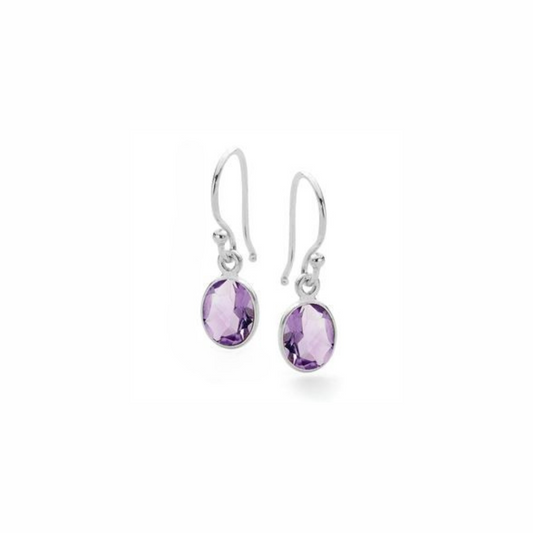Amethyst Faceted Earring in Silver