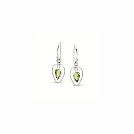 Peridot Faceted Earring in Silver