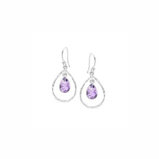 Amethyst Stone in Silver Pear Earring