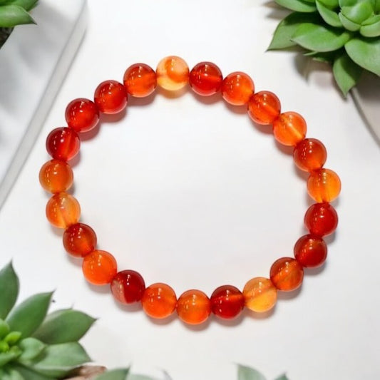 Carnelian Bead Crystal Bracelets