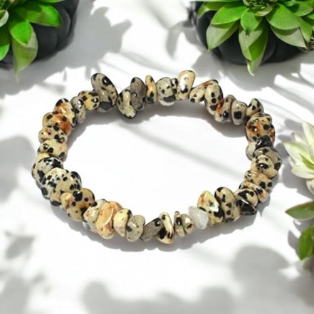 Dalmation Jasper Crystal Chip Bracelet