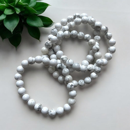White Howlite Crystal Bead Bracelet