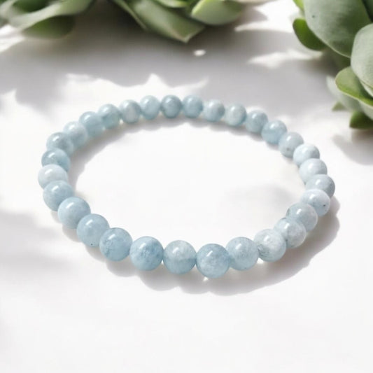 Aquamarine Bead Crystal Bracelet
