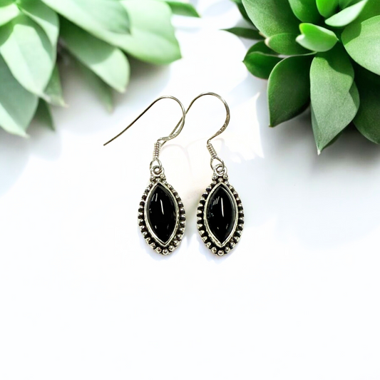 Black Onyx Silver Earring
