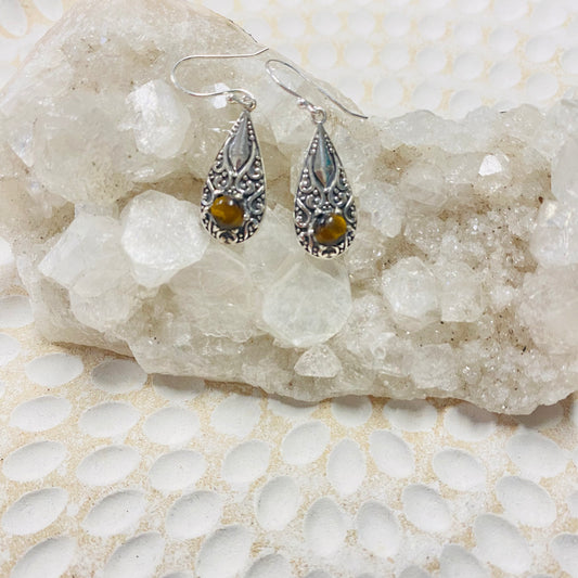 Tiger Eye Earrings Silver