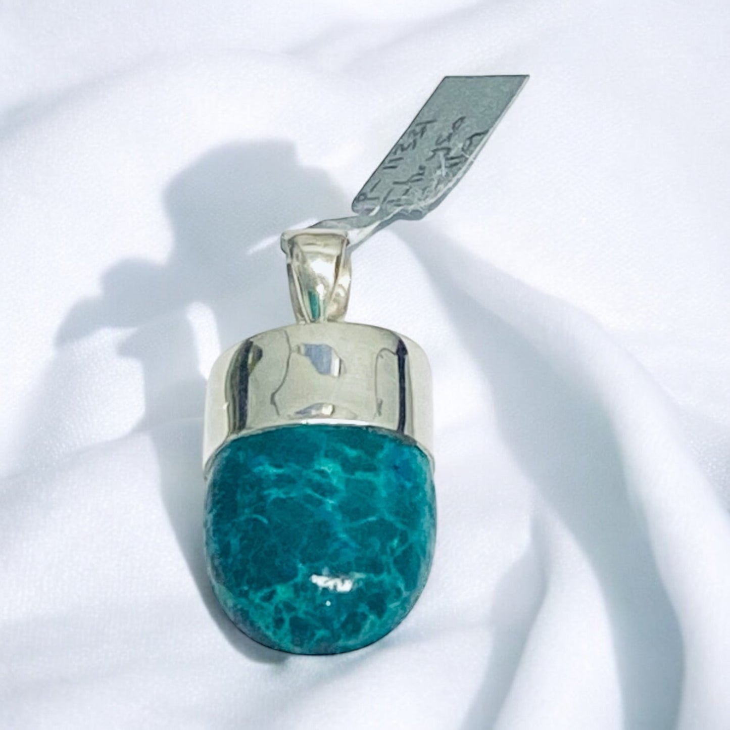 Chrysocolla Tooth Pendant Silver