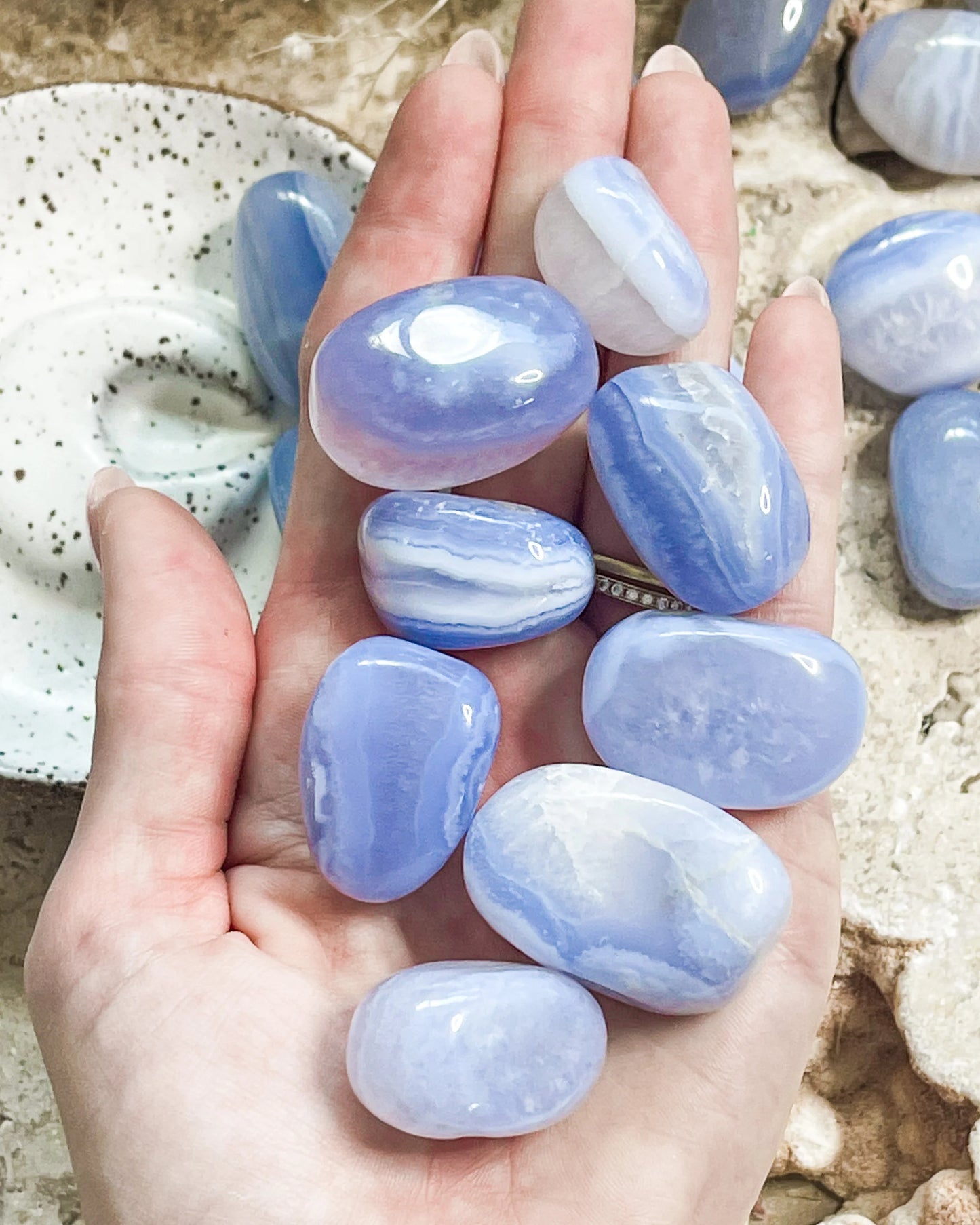 Blue Lace Agate/ Blue Chalcedony Crystal tumbled large