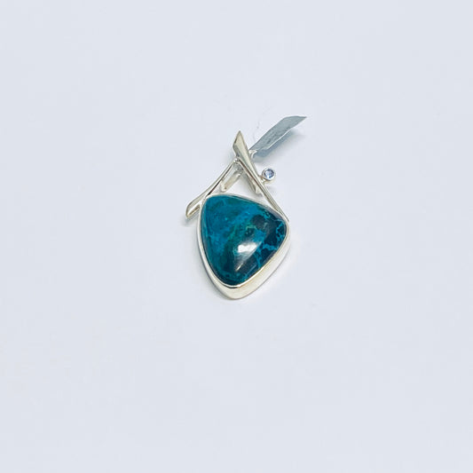 Chrysocolla & Blue Topaz Pendant Silver