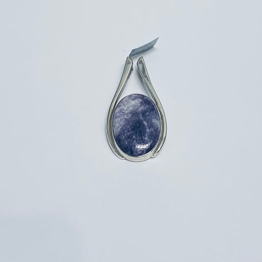 Lepidolite Oval Pendant Silver