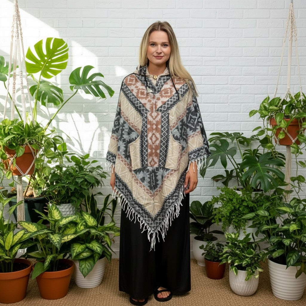 Woven Triangle Poncho Tibetan Yeti