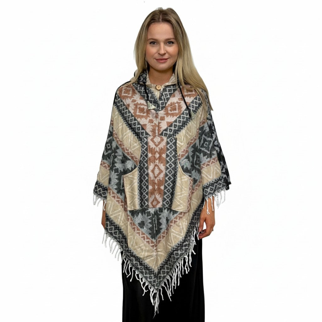 Woven Triangle Poncho Tibetan Yeti