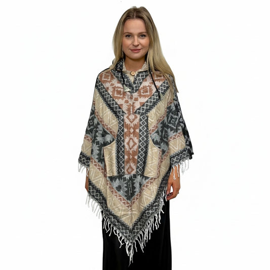 Woven Triangle Poncho Tibetan Yeti