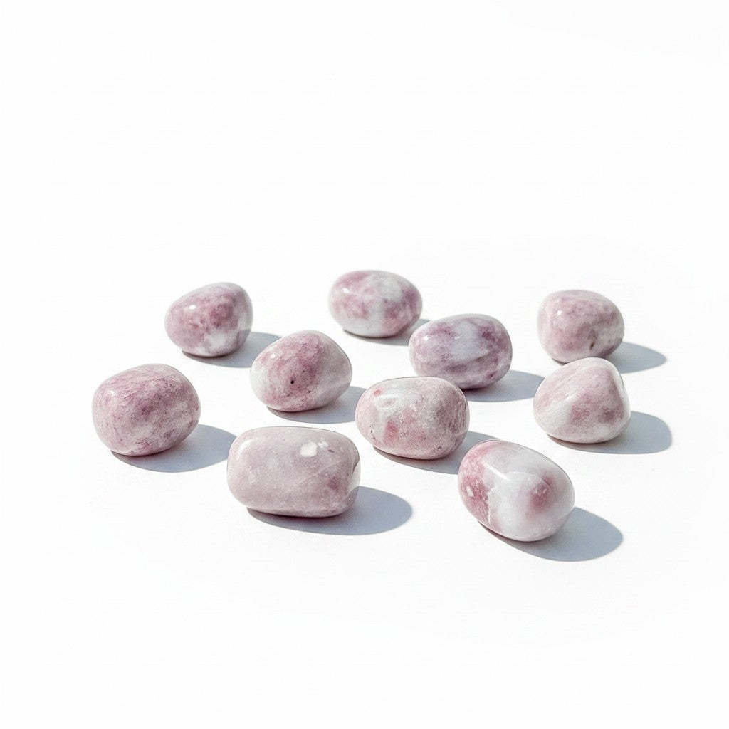Pink Tourmaline In Quartz Tumble Stones