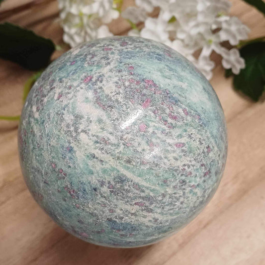 Ruby Fuchsite Sphere with Kyanite 002