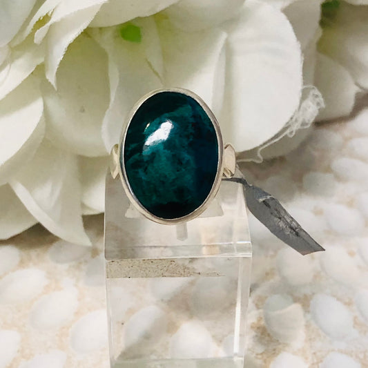 Chrysocolla Oval Silver Ring