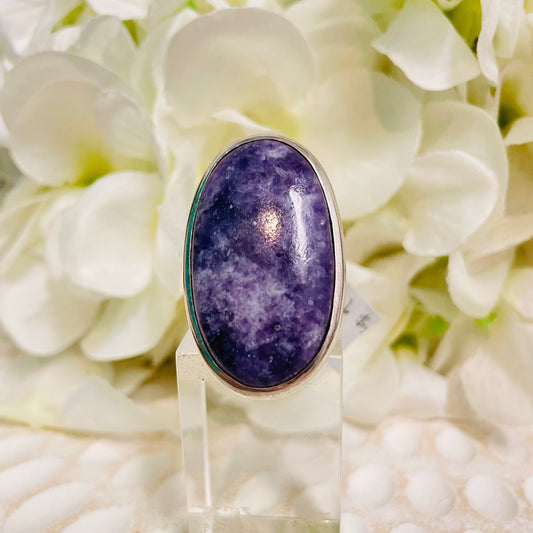 Lepidolite Oval Silver Ring