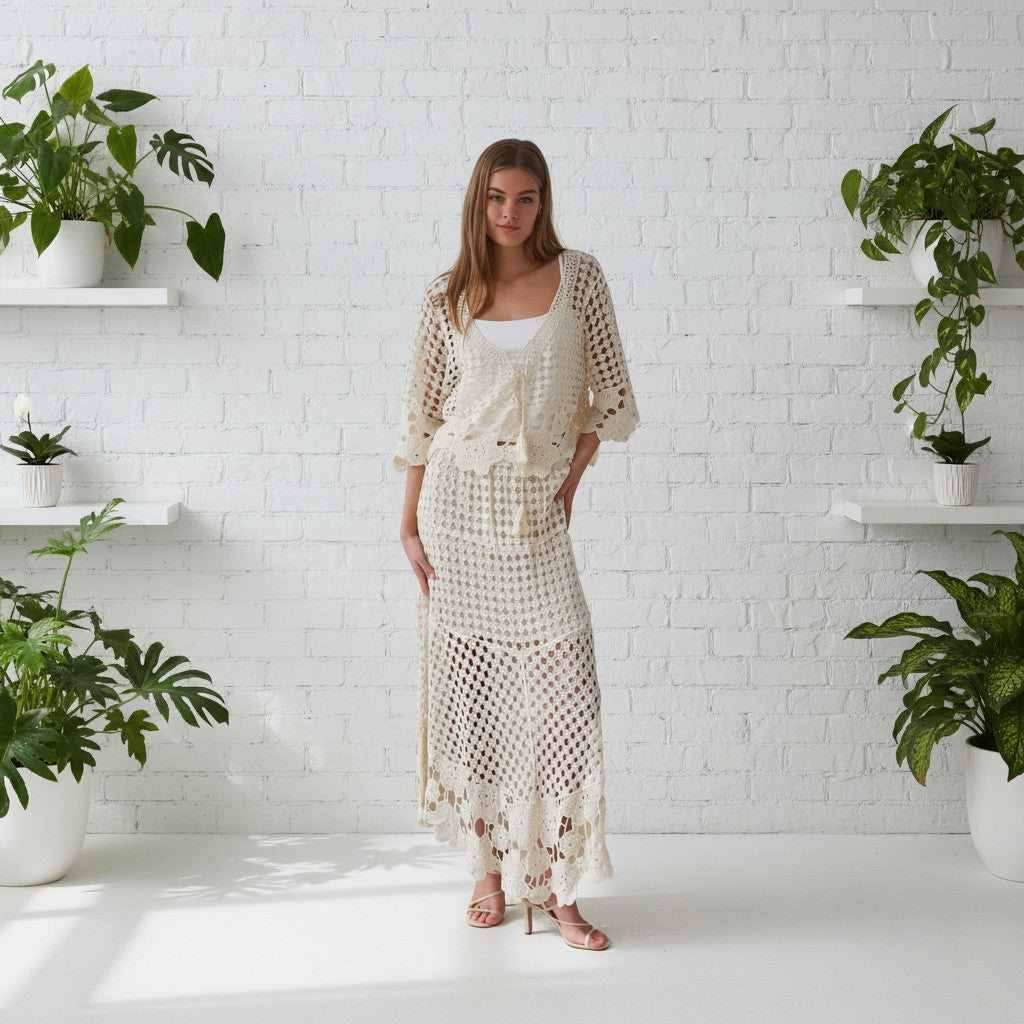 FreeBird Bohemian Lace Skirt and Top Set