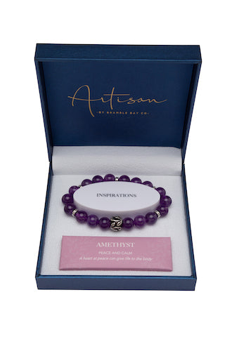 RO Bracelet-Leaf Charm S/S Amethyst