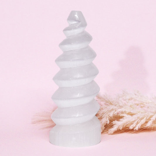 Selenite Spiral Lamp 20cm