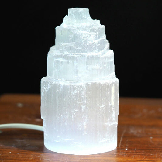 Selenite Tower Lamp 15cm