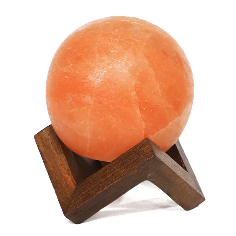 Sphere Salt Lamp with Wooden Holder (12V – 12W)