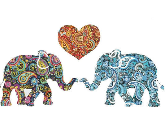 Greeting Cards PAISLEY HEART ELEPHANTS
