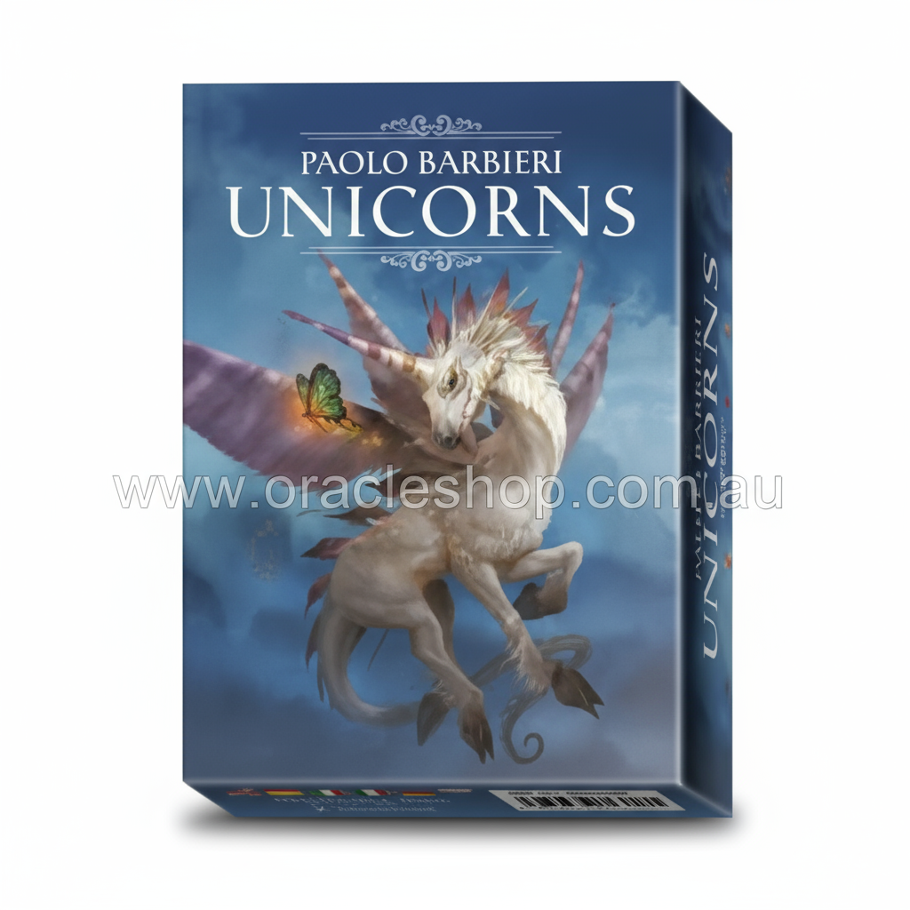 Book titled 'Unicorns' by Paolo Barbieri with a unicorn illustration on the cover.