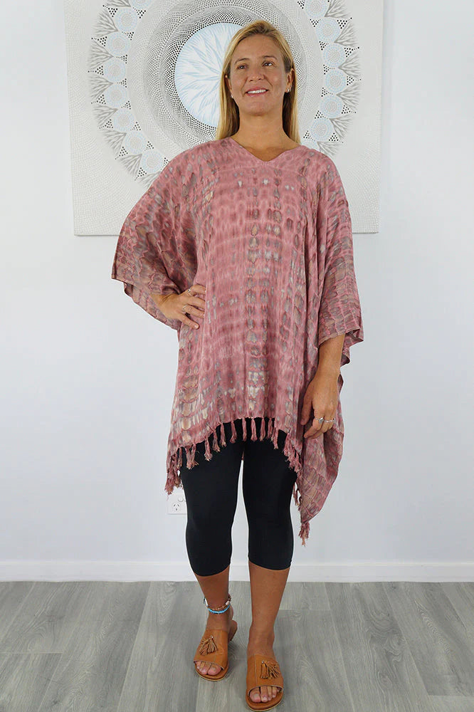 Crackle Tie Dye Cover Up Kaftan