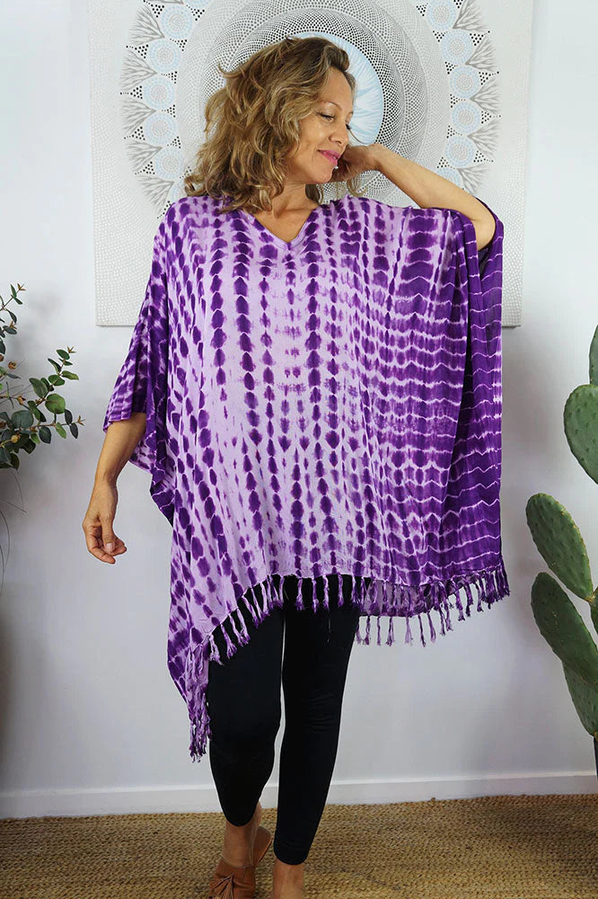 Crackle Tie Dye Cover Up Kaftan