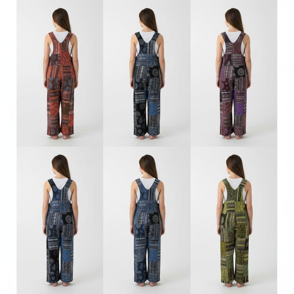 Tibetan Patch Overalls - Boho Chic