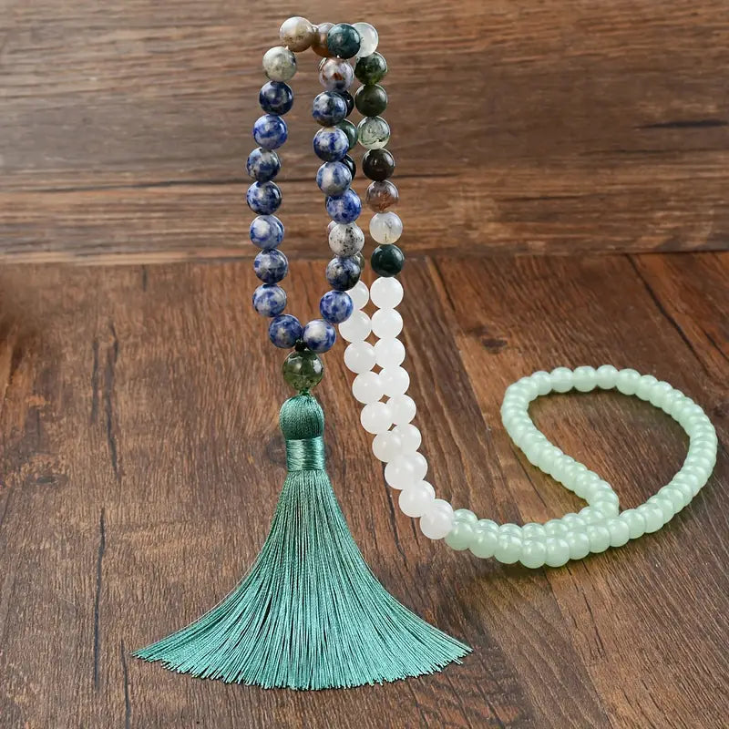 Bohemian Style Chrysocolla  Aventurine Sodalite Mala