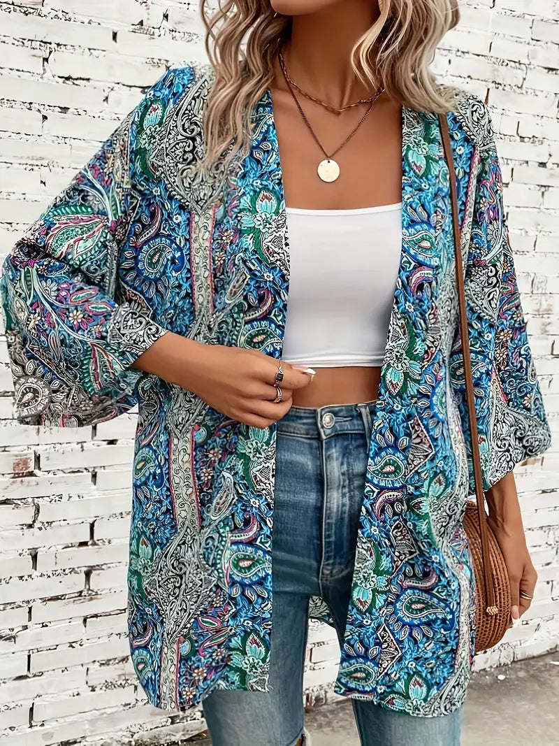 Paisley Kimono Bohemian Aqua Tunic