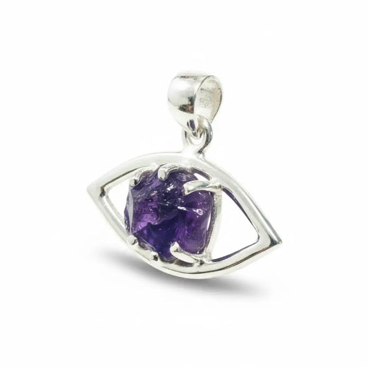 Amethyst All Seeing Eye Claw set in Sliver Pendant