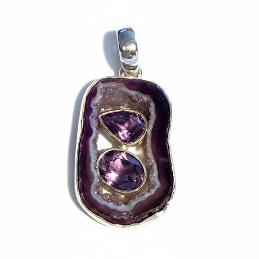 Amethyst and Purple Agate Slice Pendant PENDANT