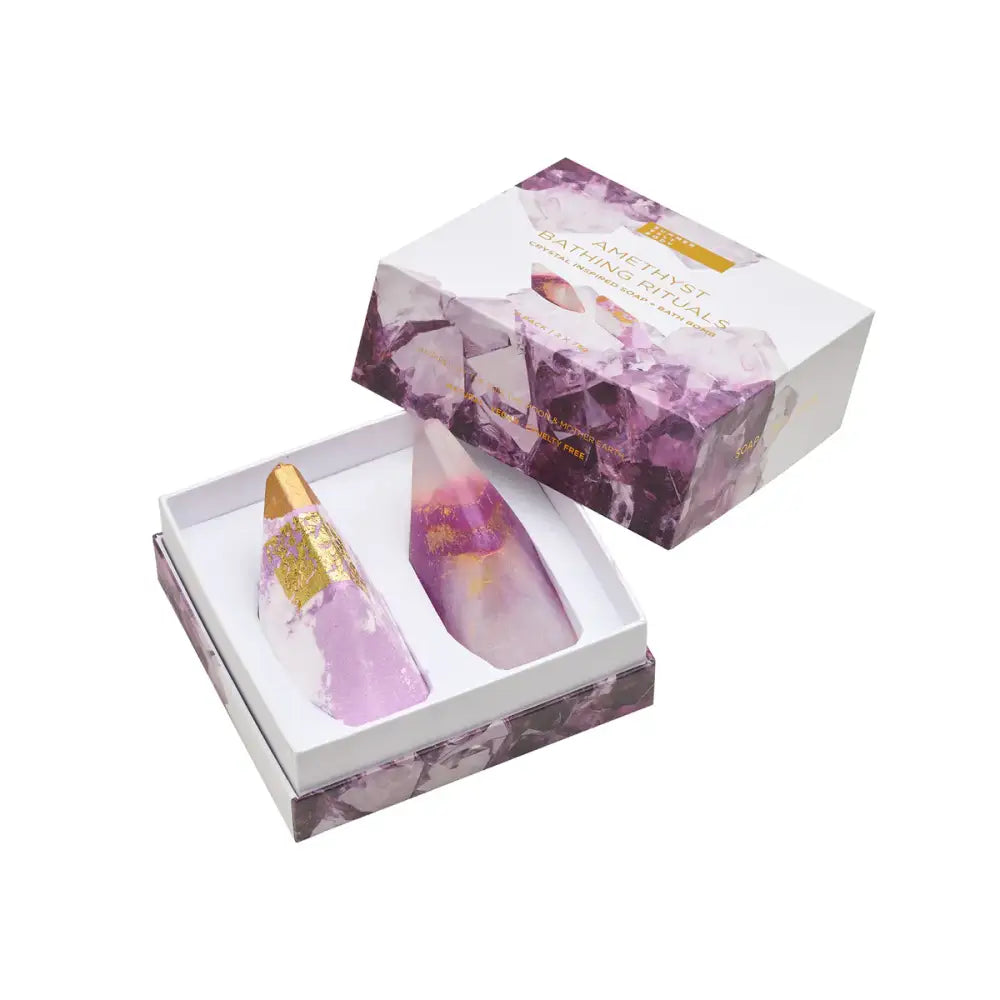 Amethyst Bathing Rituals 2 Pack ~ Bath Bomb & Crystal Soap Bath & Body