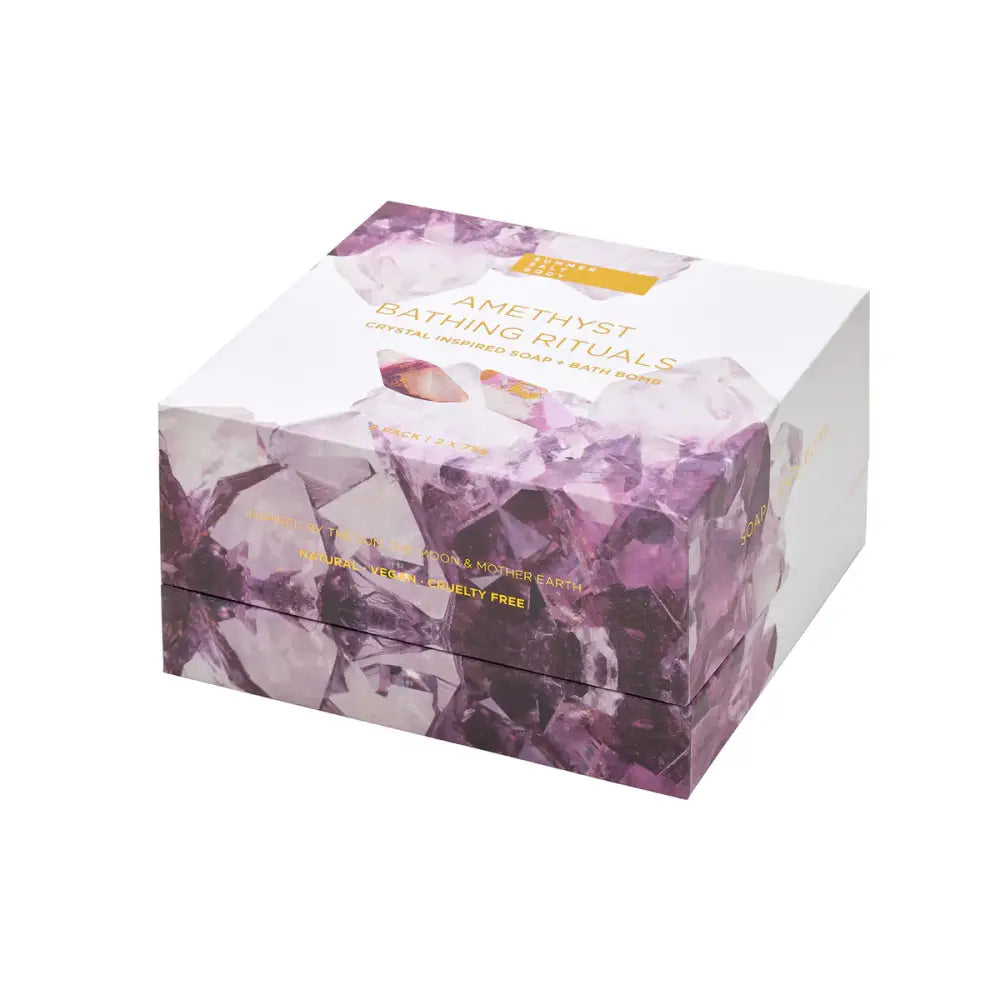 Amethyst Bathing Rituals 2 Pack ~ Bath Bomb & Crystal Soap Bath & Body