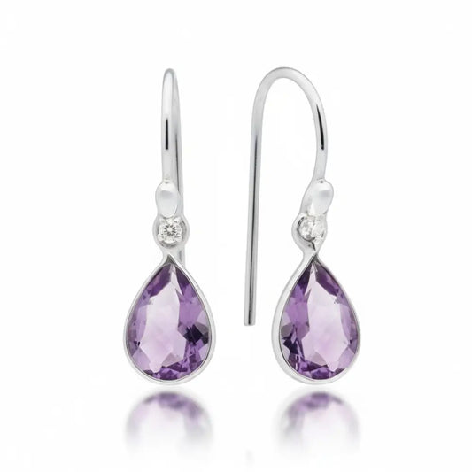 Amethyst Faceted Earring in Silver Earrings