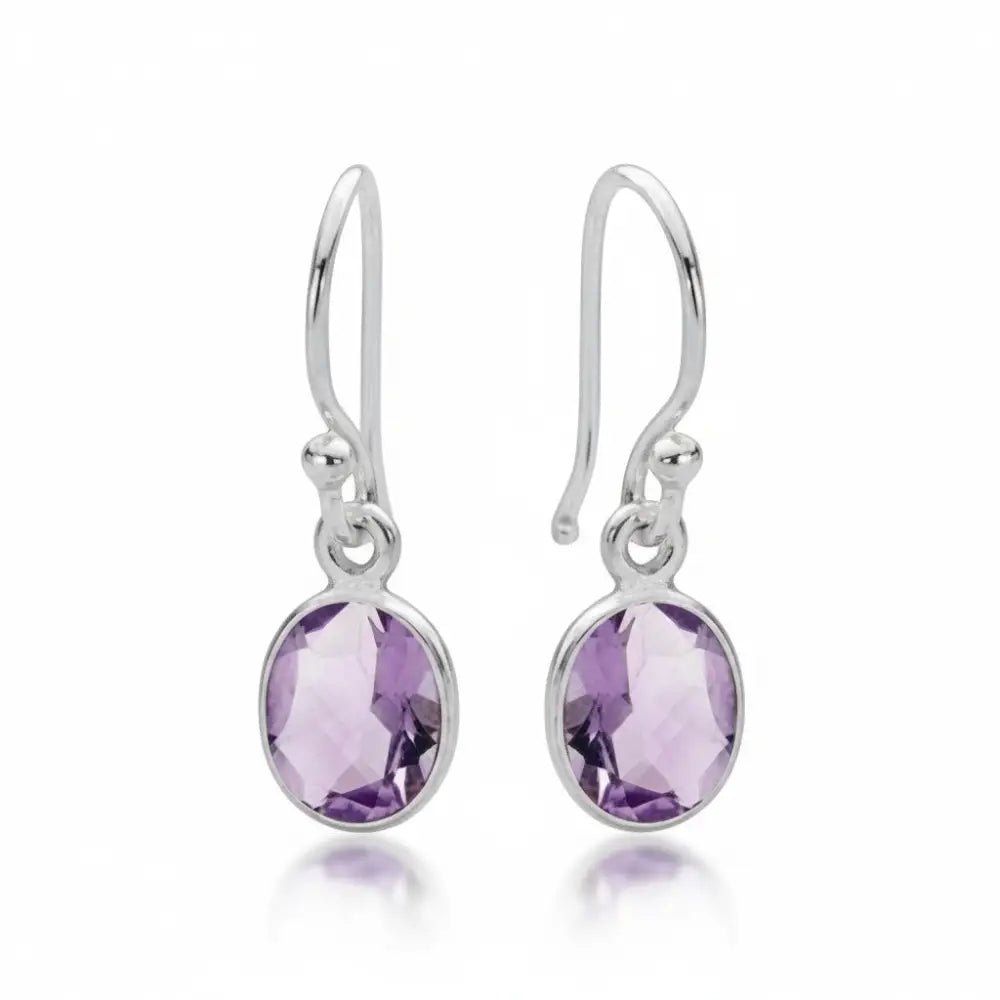 Amethyst Faceted Earring in Silver Earrings