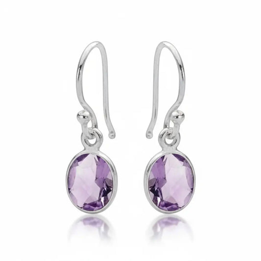 Amethyst Faceted Earring in Silver Earrings