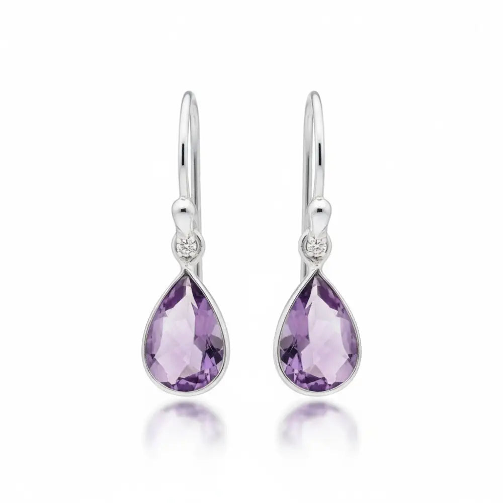 Amethyst Faceted Earring in Silver Earrings